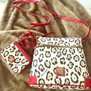 Dooney and Bourke cheetah/red large purse/wristlet